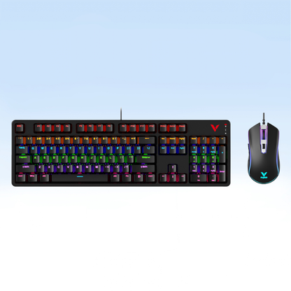 Rapoo V185S Backlit Gaming Keyboard & Optical Gaming Mouse – US Layout, Black