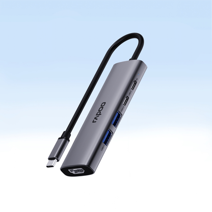 Rapoo XD51 USB-C 5-in-1 Multi-Function Docking Station – Silvery Grey