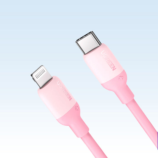 يوجرين – كابل USB-C إلى Lightning من السيليكون بطول 1 متر باللون الوردي